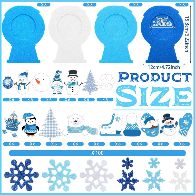 Ferraycle 232 Pieces Winter DIY Picture Frames Craft Kit 32 Pieces Snow Photo Frames with 200 Stickers to Decorate for Xmas Winter Party Favor Classroom Home(Vivid Color,Fun Style) - Image 4